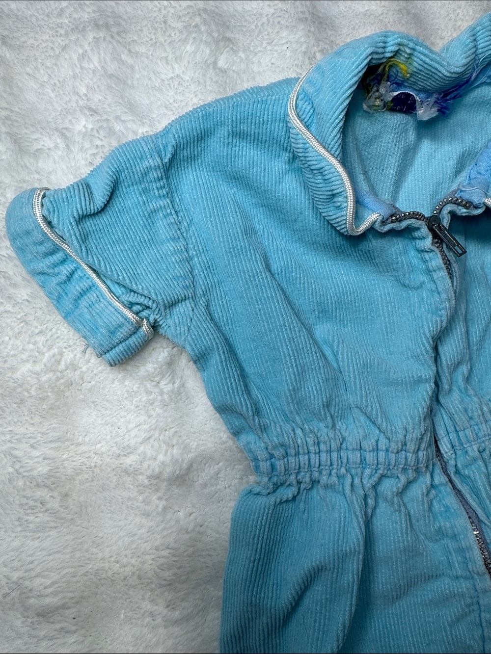 Vintage Mineto Corduroy Jumper One Piece Baby Blue Zip Up 6-9 Months - Picture 5 of 13